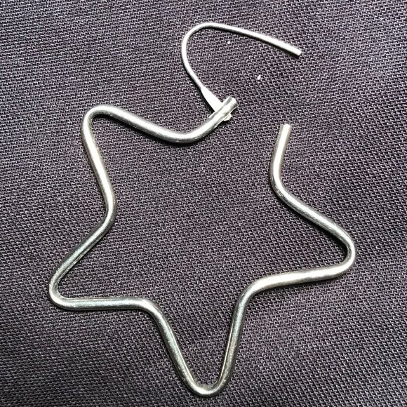 Silver Star Hoop Style Hinged Earrings Vintage - Picture 8 of 8